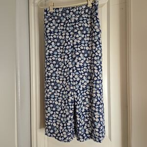 Madewell Blue Floral Wide Leg Pants, Size Medium